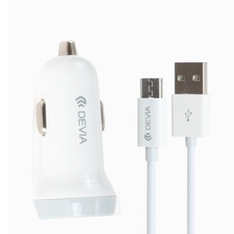 [DSTSMCC3] DEVIA CARGADOR COCHE DUAL USB 3.1A + CABLE TIPO C BLANCO